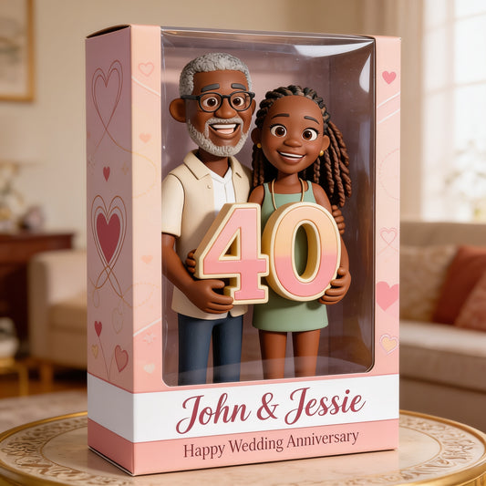 Custom Any Photo 40th Wedding Anniversary Older Black Couple Acrylic Plaque - Personalized Name Ruby Keepsake Decor