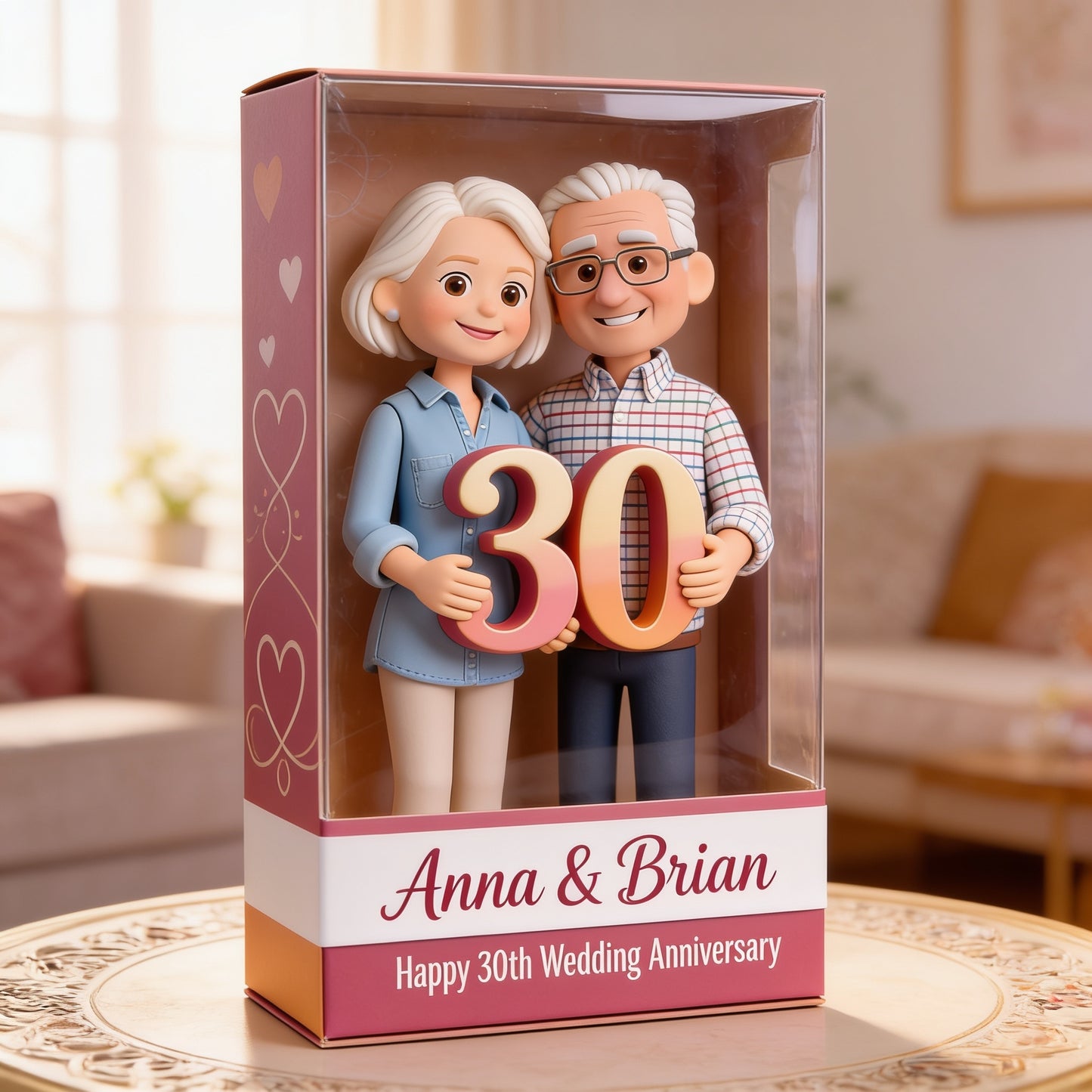 Custom Any Photo 30th Wedding Anniversary Old Couple Acrylic Plaque – Personalized Name Pearl Anniversary Keepsake Decor