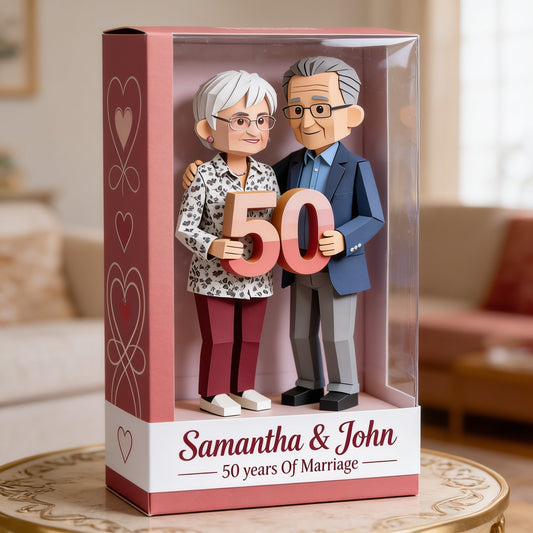 Custom Any Photo 50th Wedding Anniversary Older Latin Couple Acrylic Plaque - Personalized Names Golden Anniversary Keepsake Decor