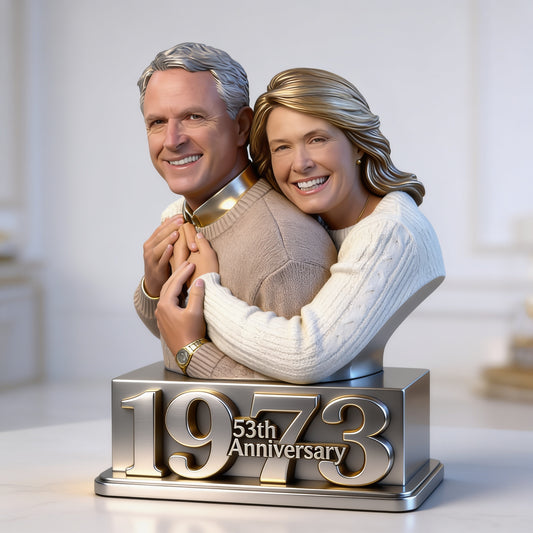 Personalized Older White Couple Wedding Anniversary Shaped Acrylic Plaque - Custom Anniversary Gift for Senior Husband, Wife, Parents