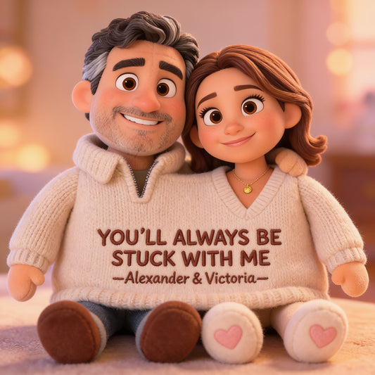 Personalized Older Latino Couple Pixar Style Custom Shaped Faux Fur Pillow - Cute Cartoon Hispanic Anniversary Gift Bed Decor