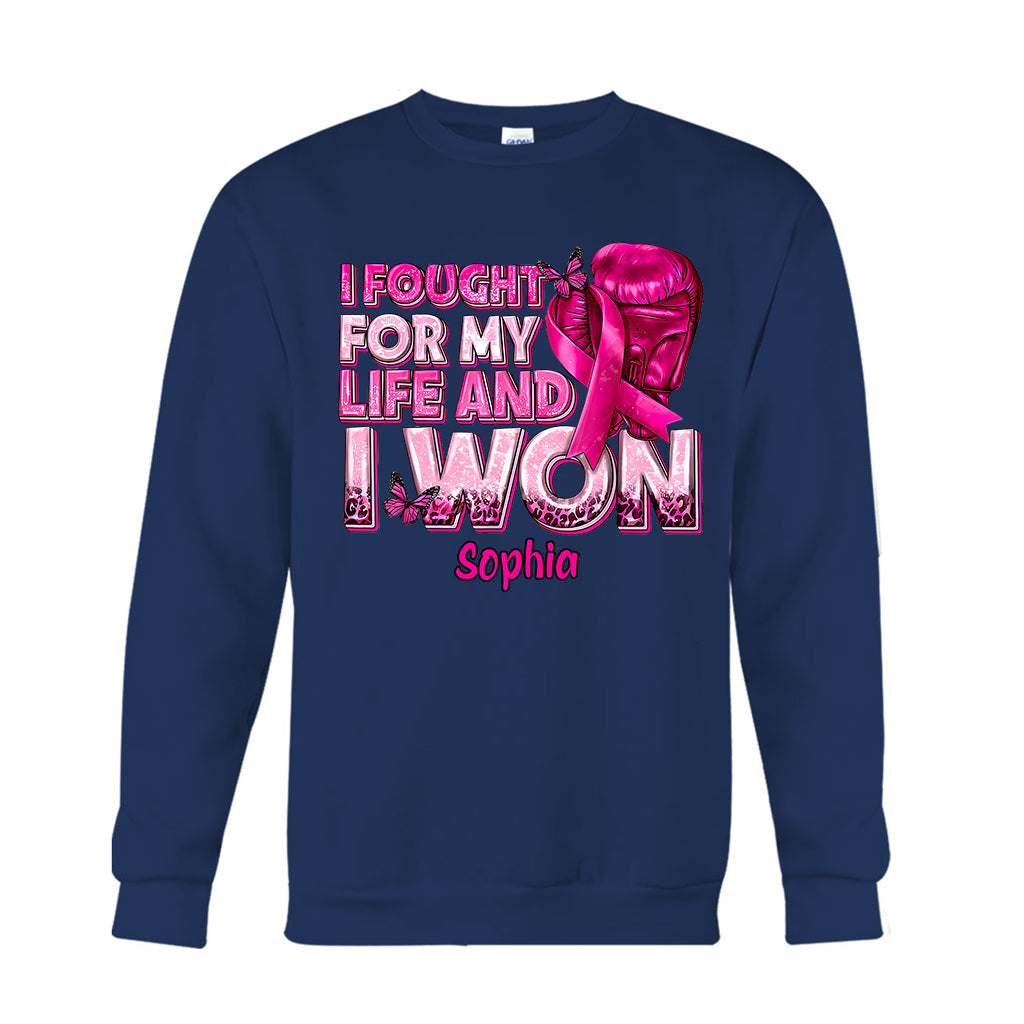 Gants de boxe et ruban rose - T-shirt et sweat à capuche personnalisés pour la sensibilisation au cancer du sein