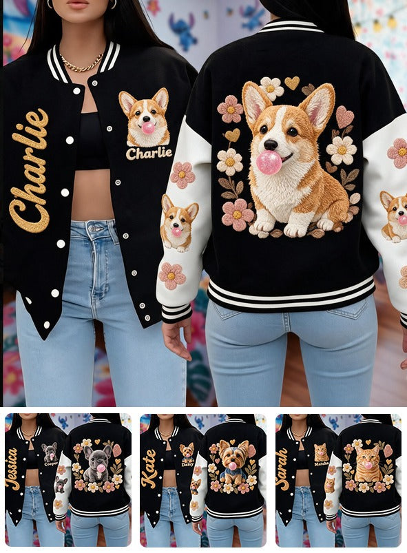 Personalized Tan and White Pembroke Welsh Corgi Varsity Jacket Dog Lover Gift