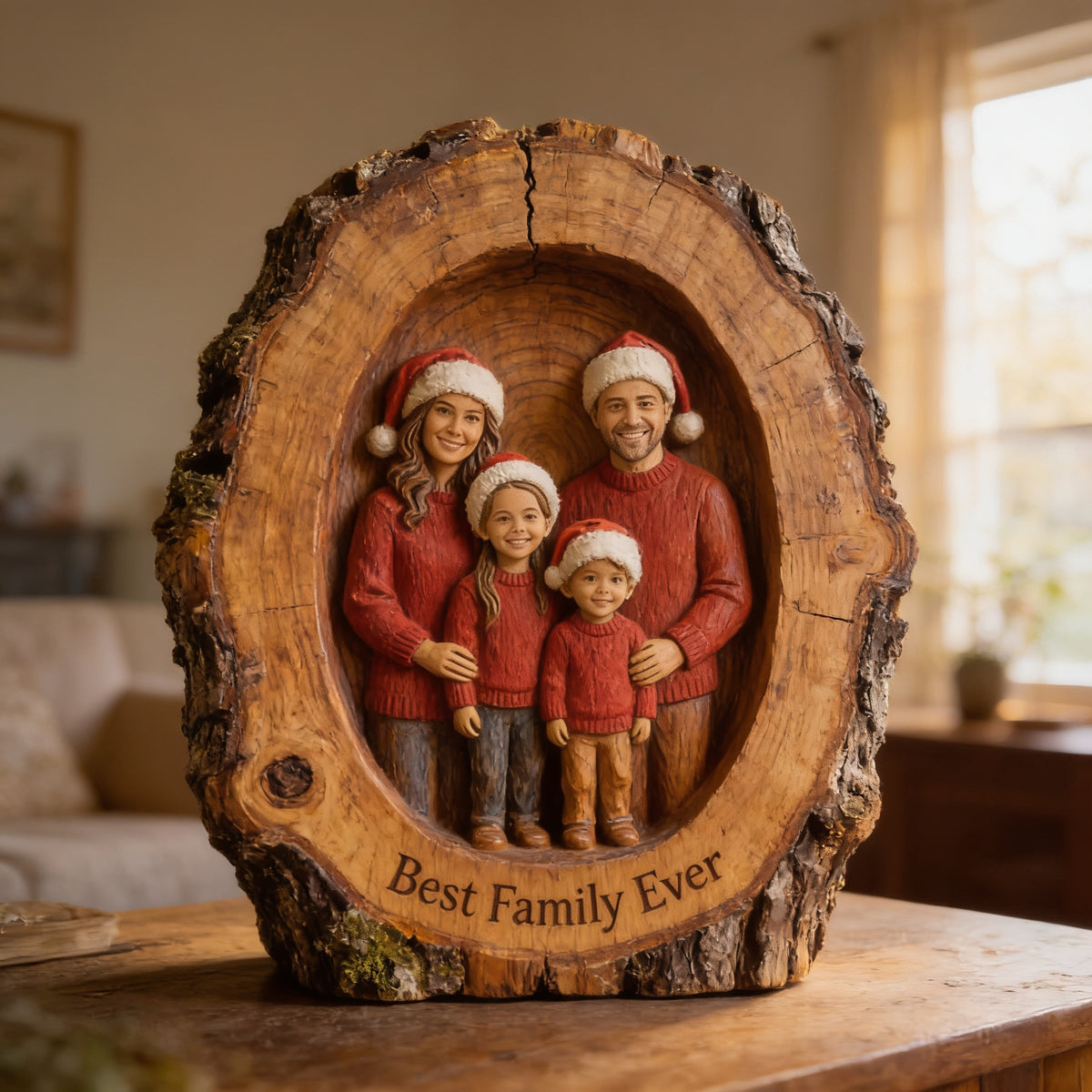 Personalized Christmas Family of Four Custom Shaped Acrylic Plaque Holiday Gift