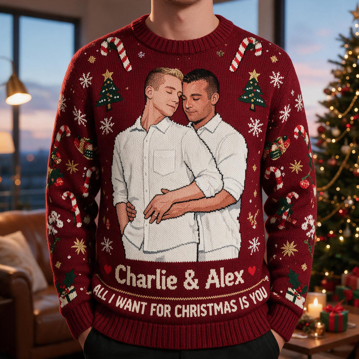 Personalisierter Weihnachts-Sweater für schwule Paare - LGBT Geschenk