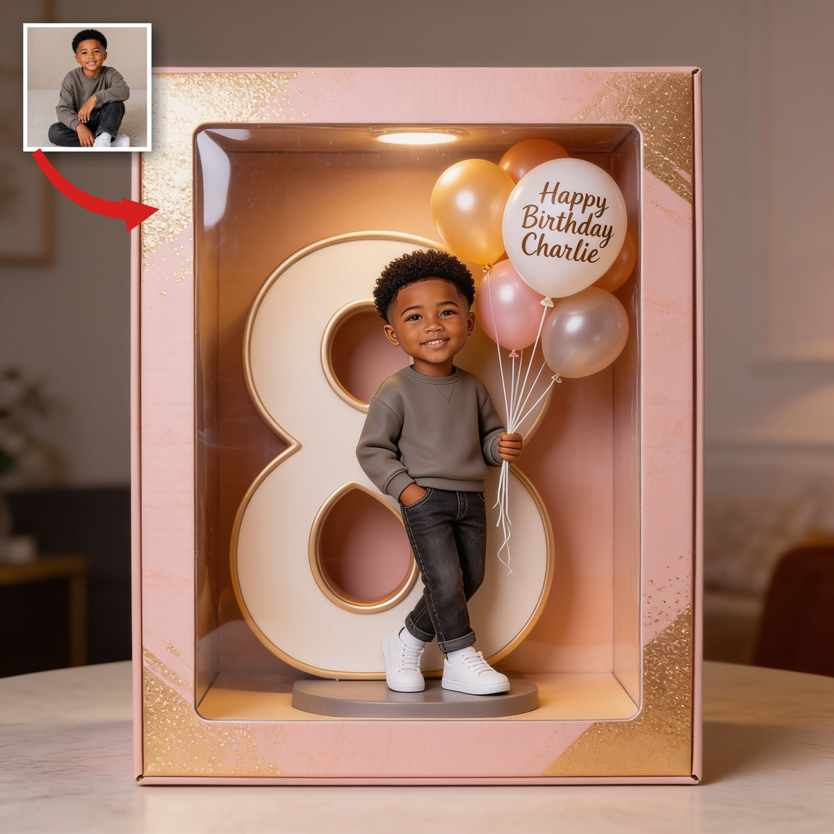 Personalisierte 8. Geburtstags Geschenkbox für Jungen aus Acryl