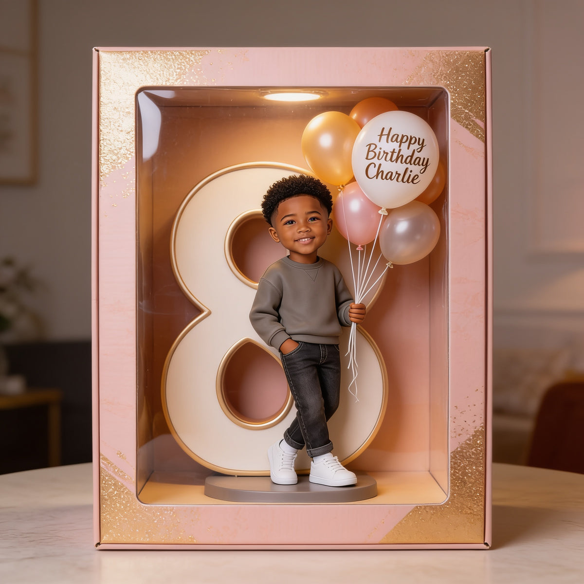 Personalisierte 8. Geburtstags Geschenkbox für Jungen aus Acryl