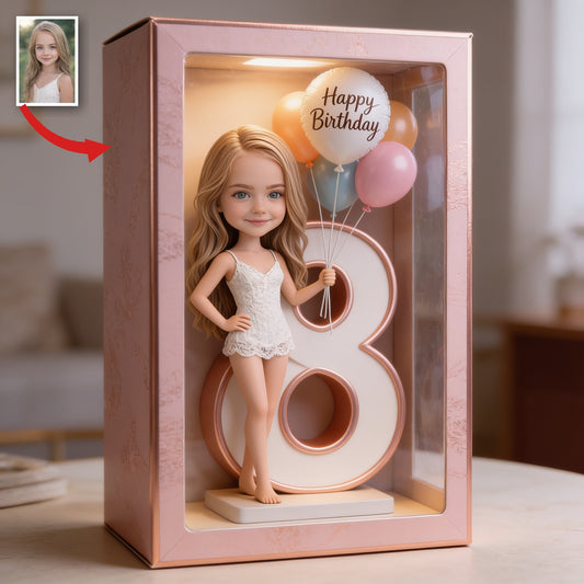 Personalized 8th Birthday Little Girl Acrylic Display Box Gift for Daughter Granddaughter Niece
