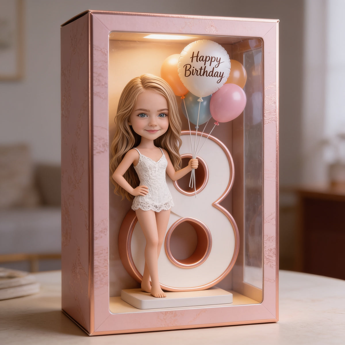Personalisierte 8. Geburtstags-Acryl-Displaybox Geschenk für Tochter Enkelin Nichte