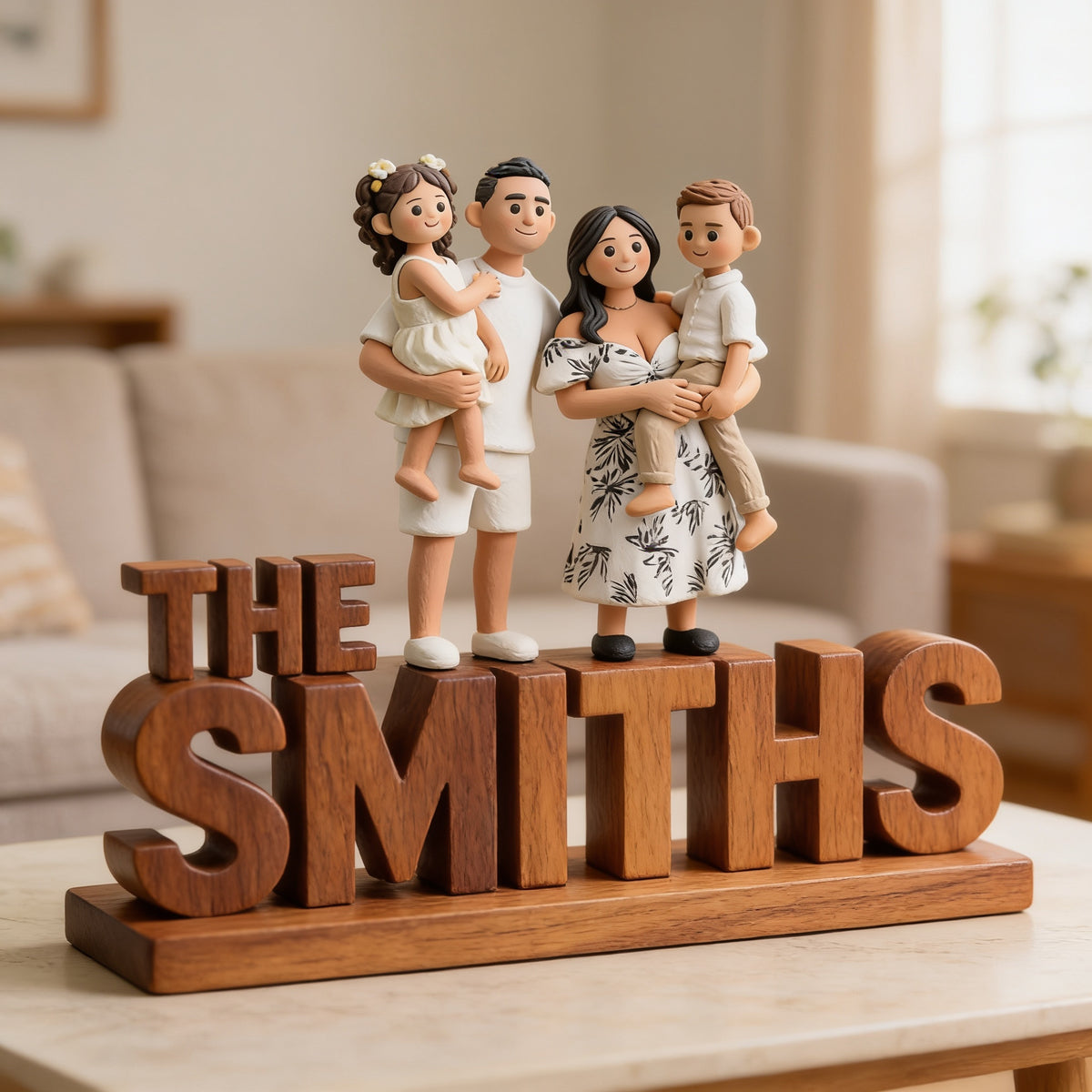 Personalized Custom Photo Latino Family of Four Custom Shaped Acrylic Plaque Keepsake Gift