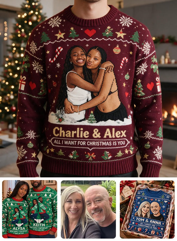 Personalisierter Weihnachts-Sweater für schwarze lesbische Paare - LGBT Jubiläumsgeschenk
