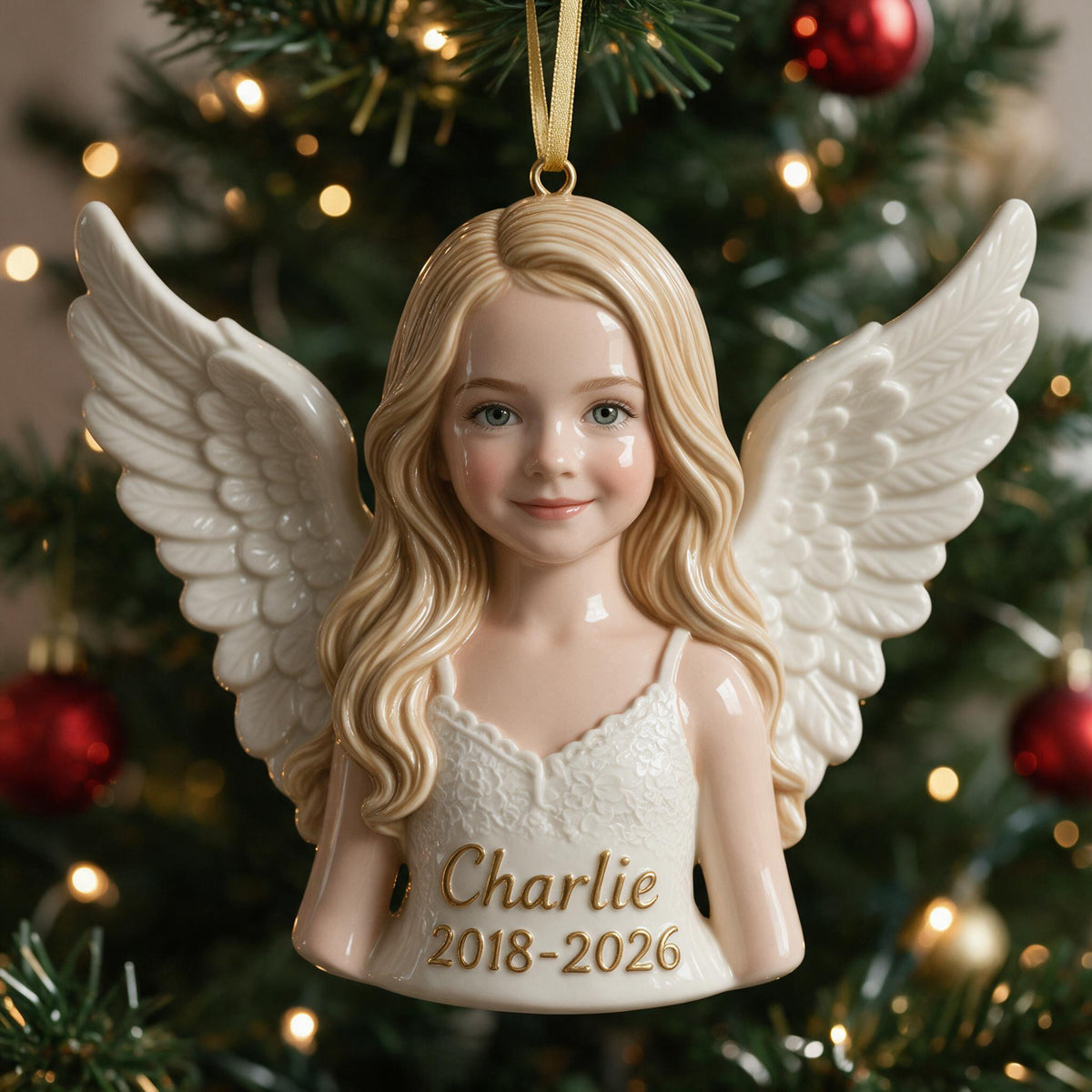 Ornement 3D Mémorial de Noël Personnalisé pour Petite Fille