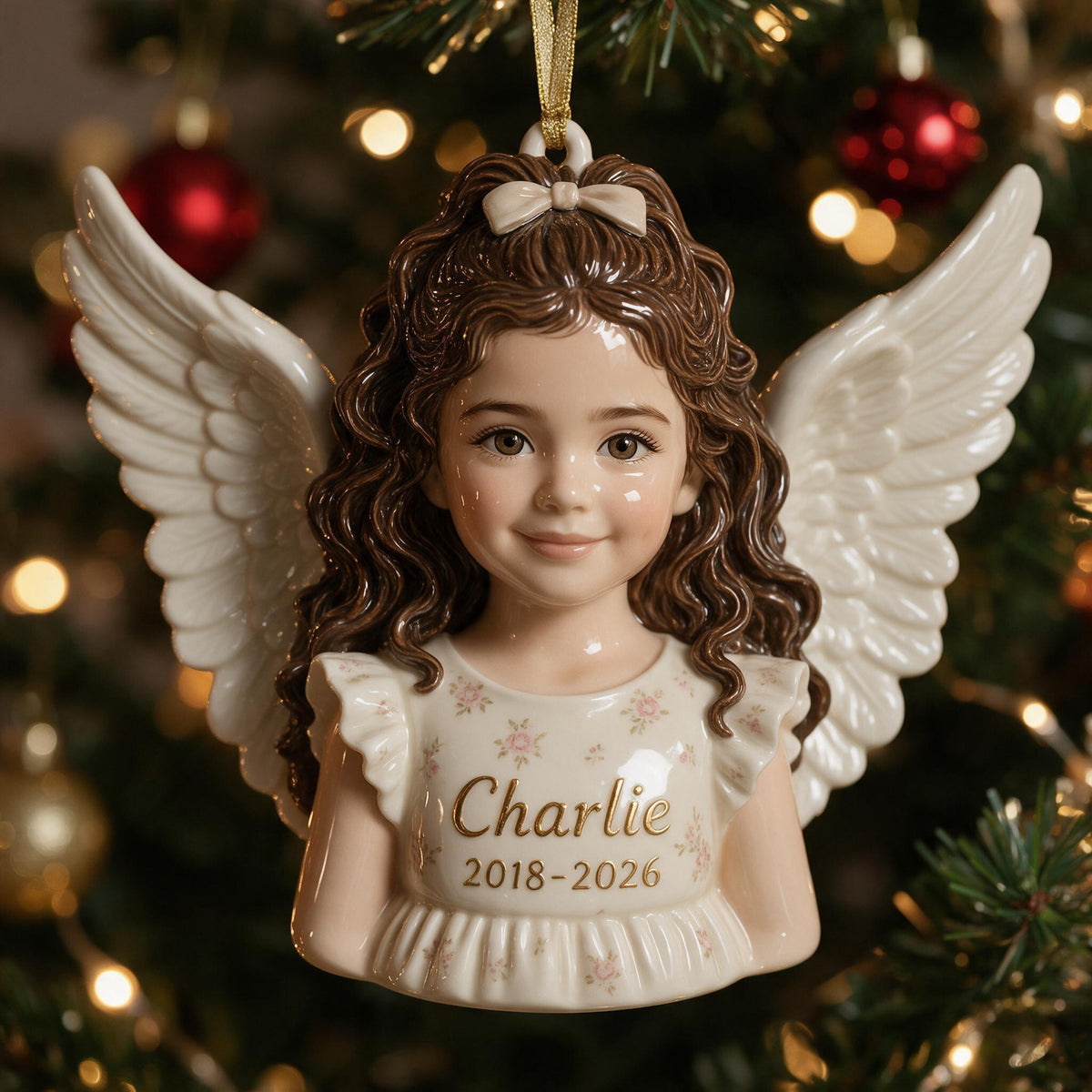 Personalisierte Weihnachts-Latina-Mädchen-Engel 3D-Gedenkornament