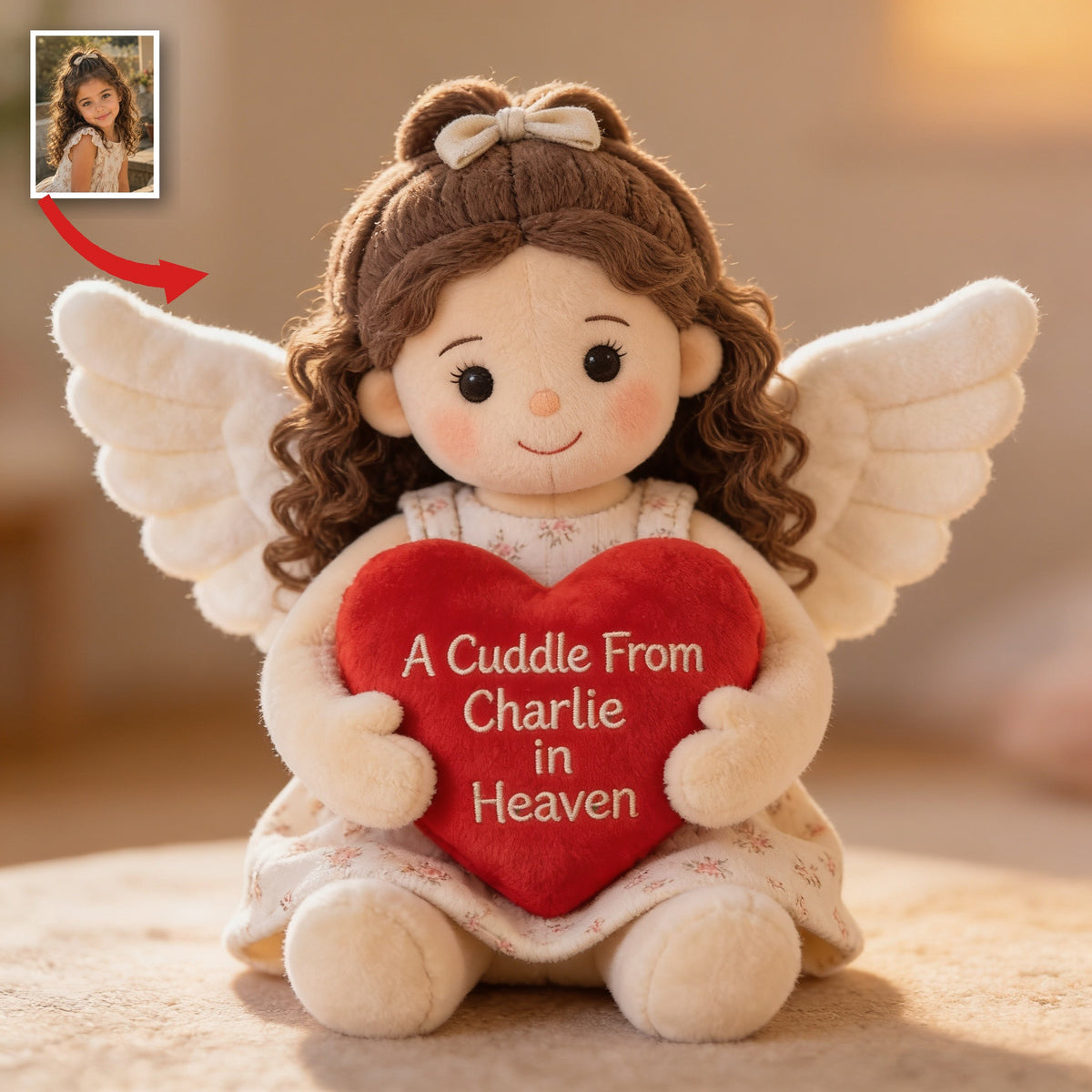 Personalized Latina Little Girl Memorial Shaped Pillow Sympathy Gift for Lost Loved Ones