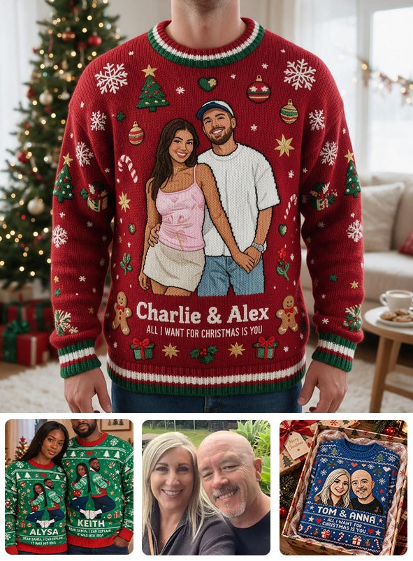 Personalisierter Weihnachts-Pullover zum 5. Jubiläum 2021 für Latino-Paare