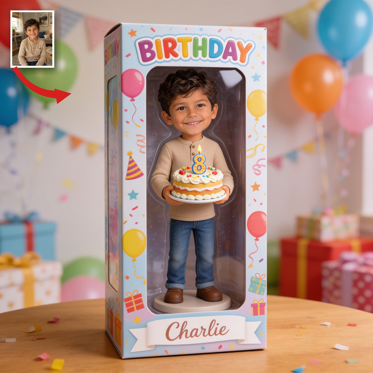 Personalized 8th Birthday Latino Little Boy Acrylic Display Box, Son Grandson Nephew Gift