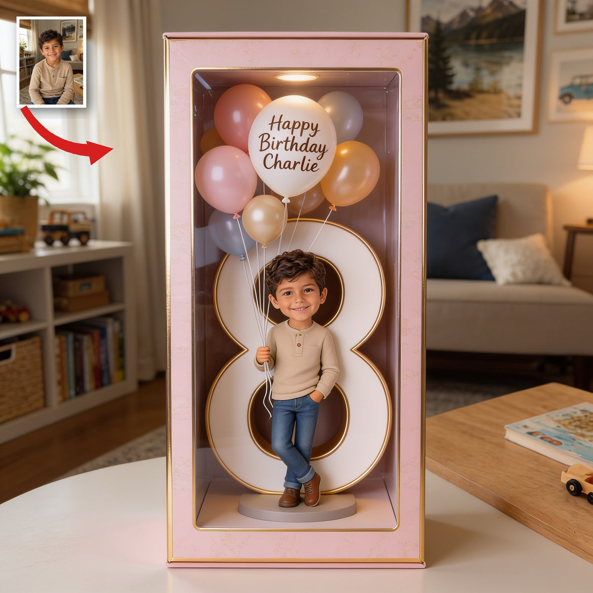 Personalisierte 8. Geburtstags Latino Junge Acryl Displaybox Geschenk für Sohn Enkel