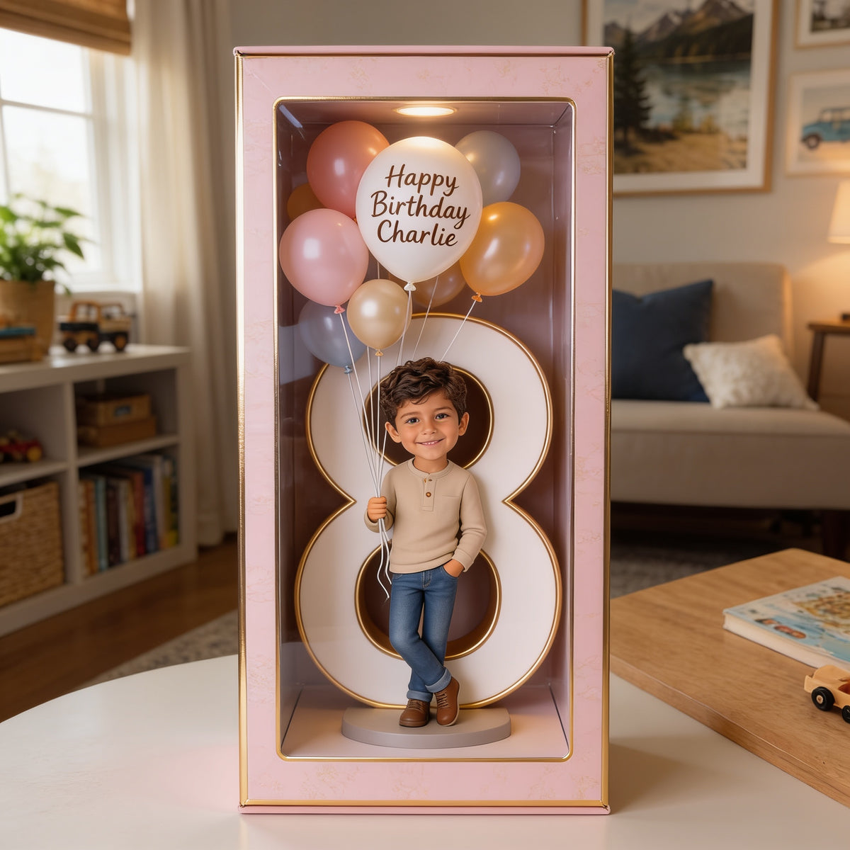 Personalisierte 8. Geburtstags Latino Junge Acryl Displaybox Geschenk für Sohn Enkel