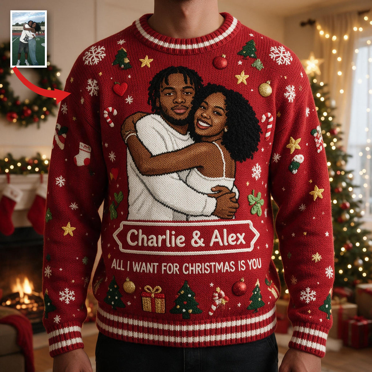 Personalisierter Weihnachts-Pulli zum 5. Jubiläum 2021 für Paare