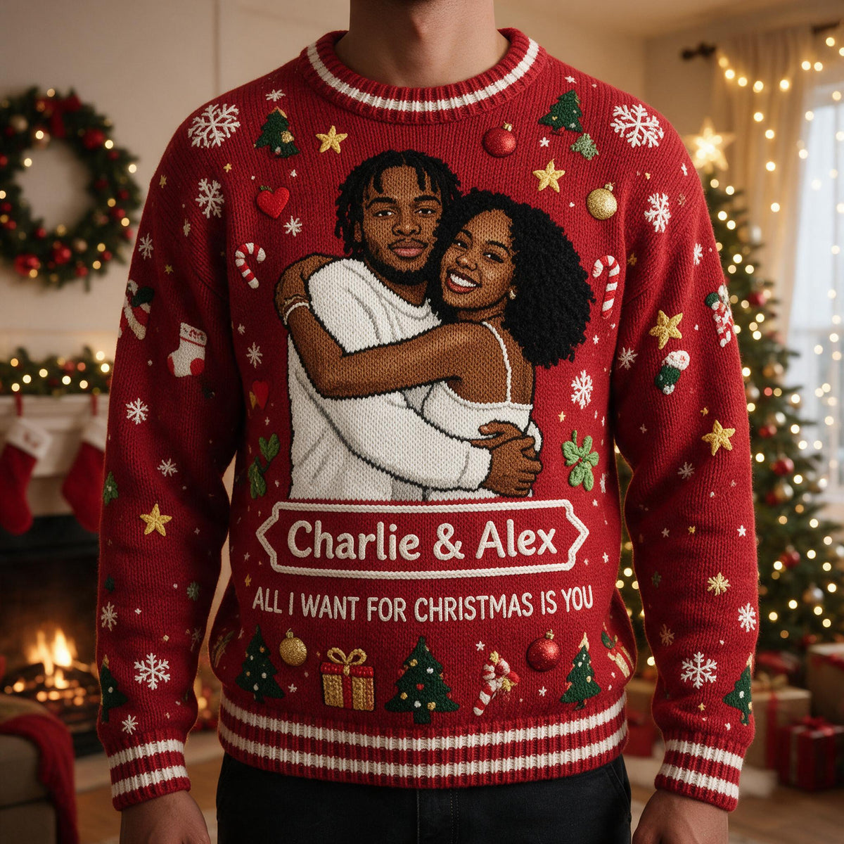 Personalisierter Weihnachts-Pulli zum 5. Jubiläum 2021 für Paare