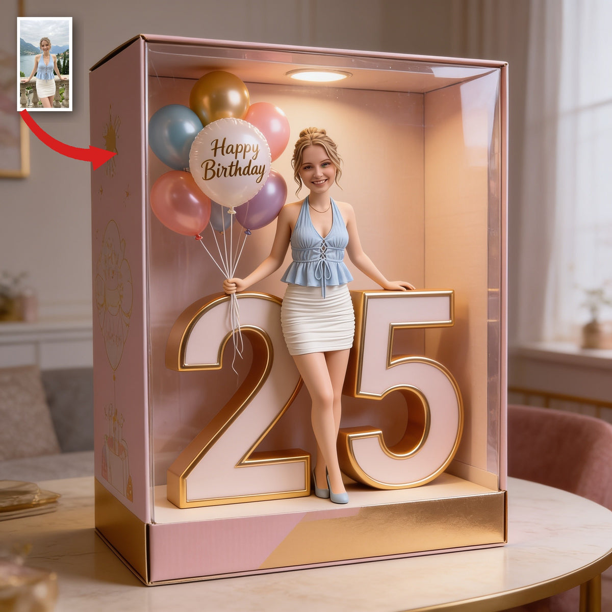 Personalisierte 25. Geburtstags-Acryl-Displaybox Geschenk