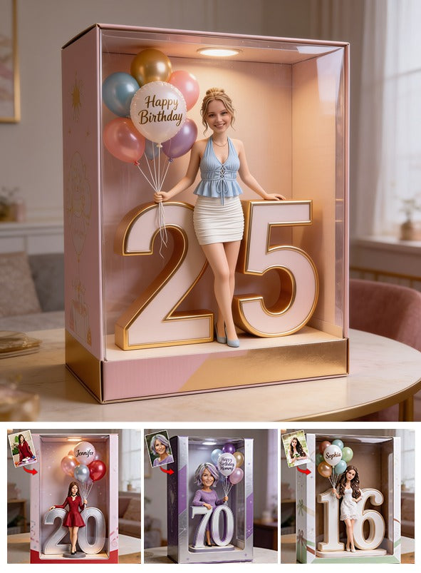 Personalisierte 25. Geburtstags-Acryl-Displaybox Geschenk