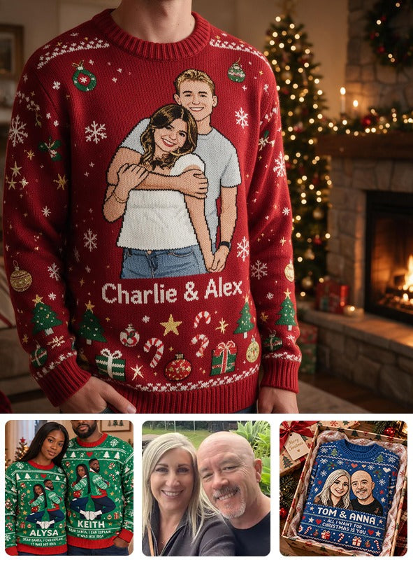Personalisierter 5. Jahrestag Weihnachts-Pärchen Ugly Sweater