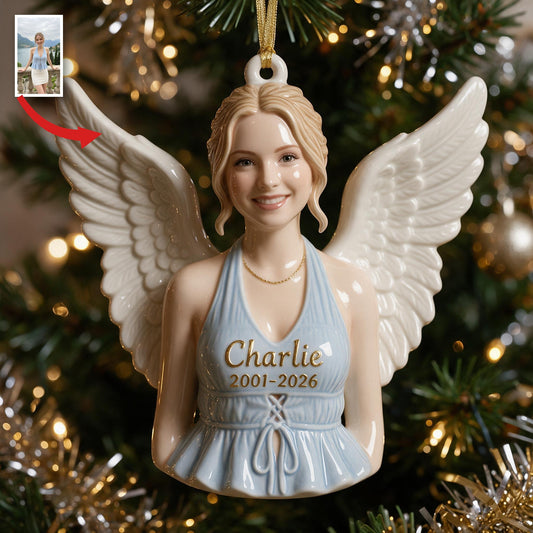 Personalisierte Weihnachtsfrau Engel Gedenk 3D Ornament