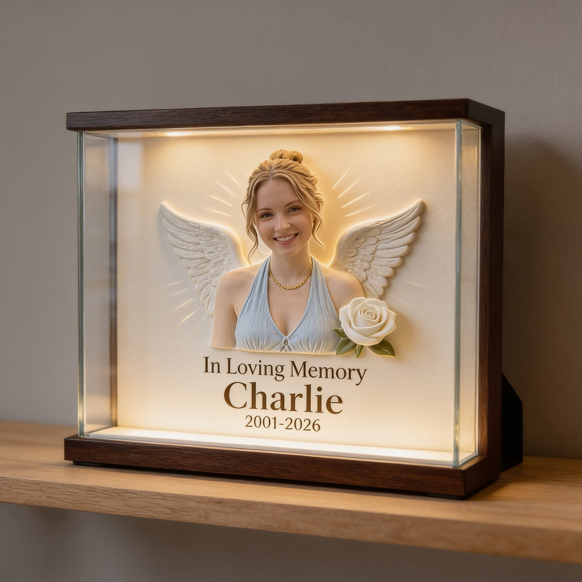 Plaque commémorative en acrylique LED personnalisée en mémoire d'une femme