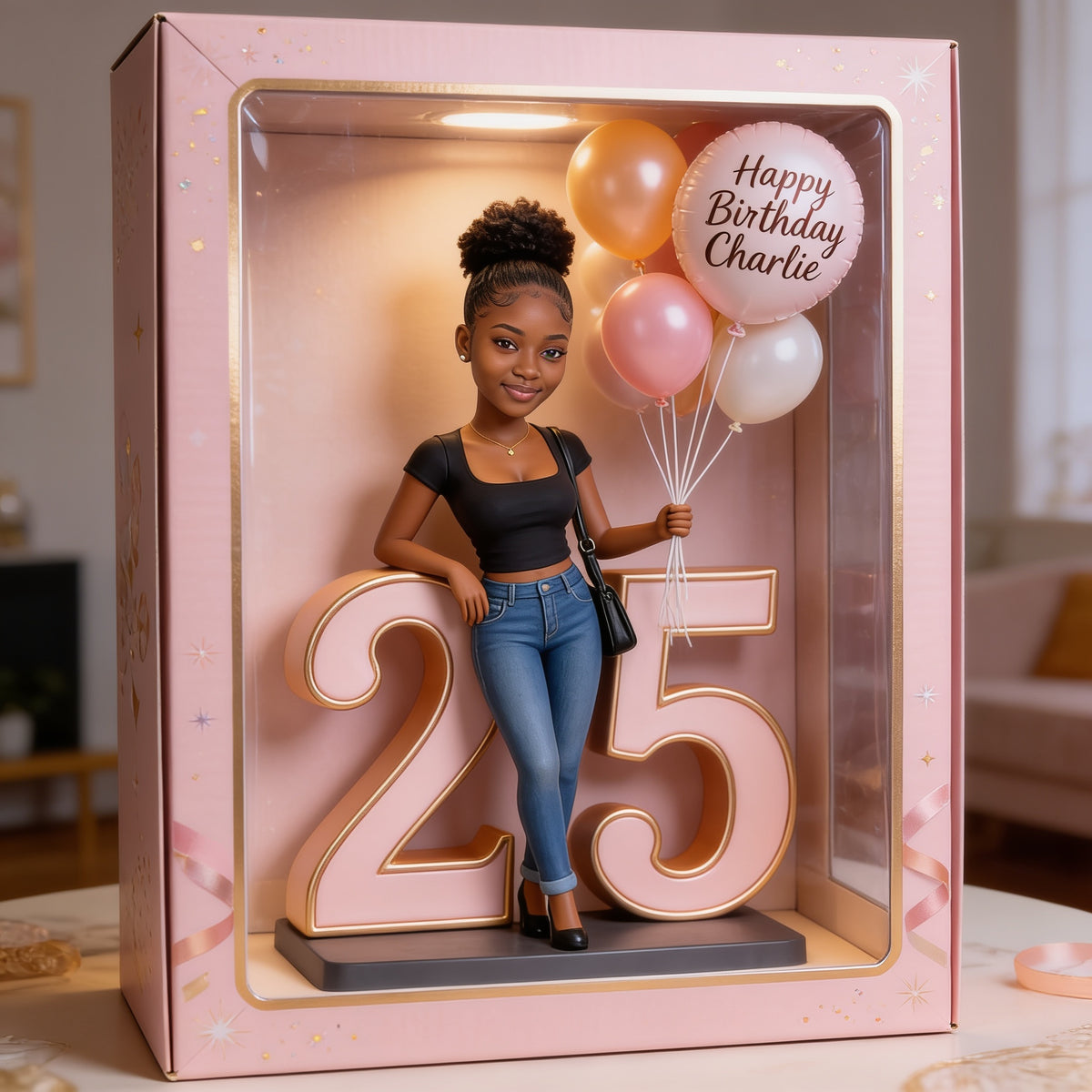 Personalisierte 25. Geburtstags Geschenkbox für schwarze Frauen