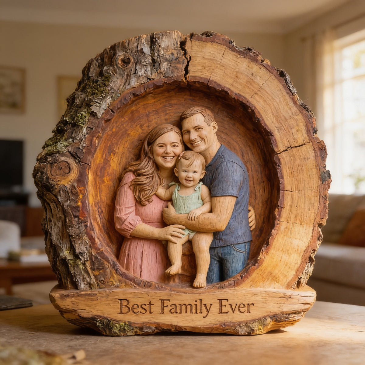 Personalized Family Of Three Custom Shaped Acrylic Plaque Best Family Ever Keepsake