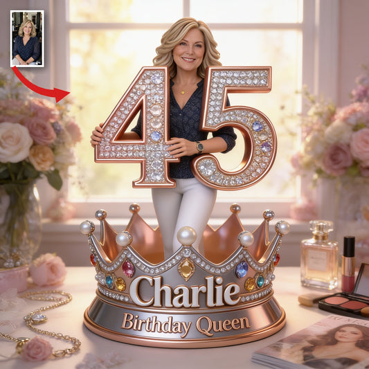 Personalized 45th Birthday Middle-Aged Woman Custom Shaped Acrylic Plaque