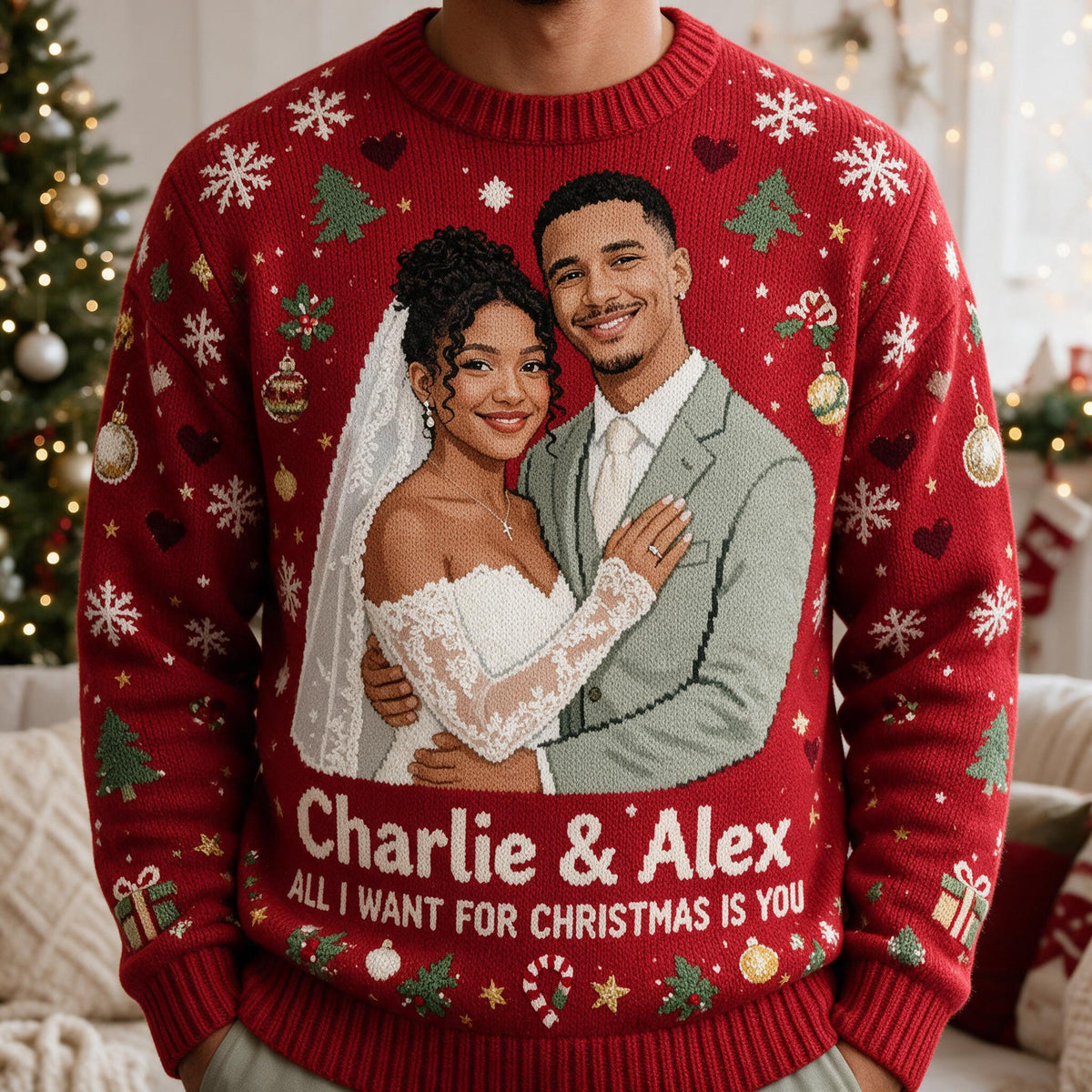 Personalisierter 10. Hochzeitstag 2016 Latino Paar Weihnachts Ugly Sweater Geschenk für Mann und Frau