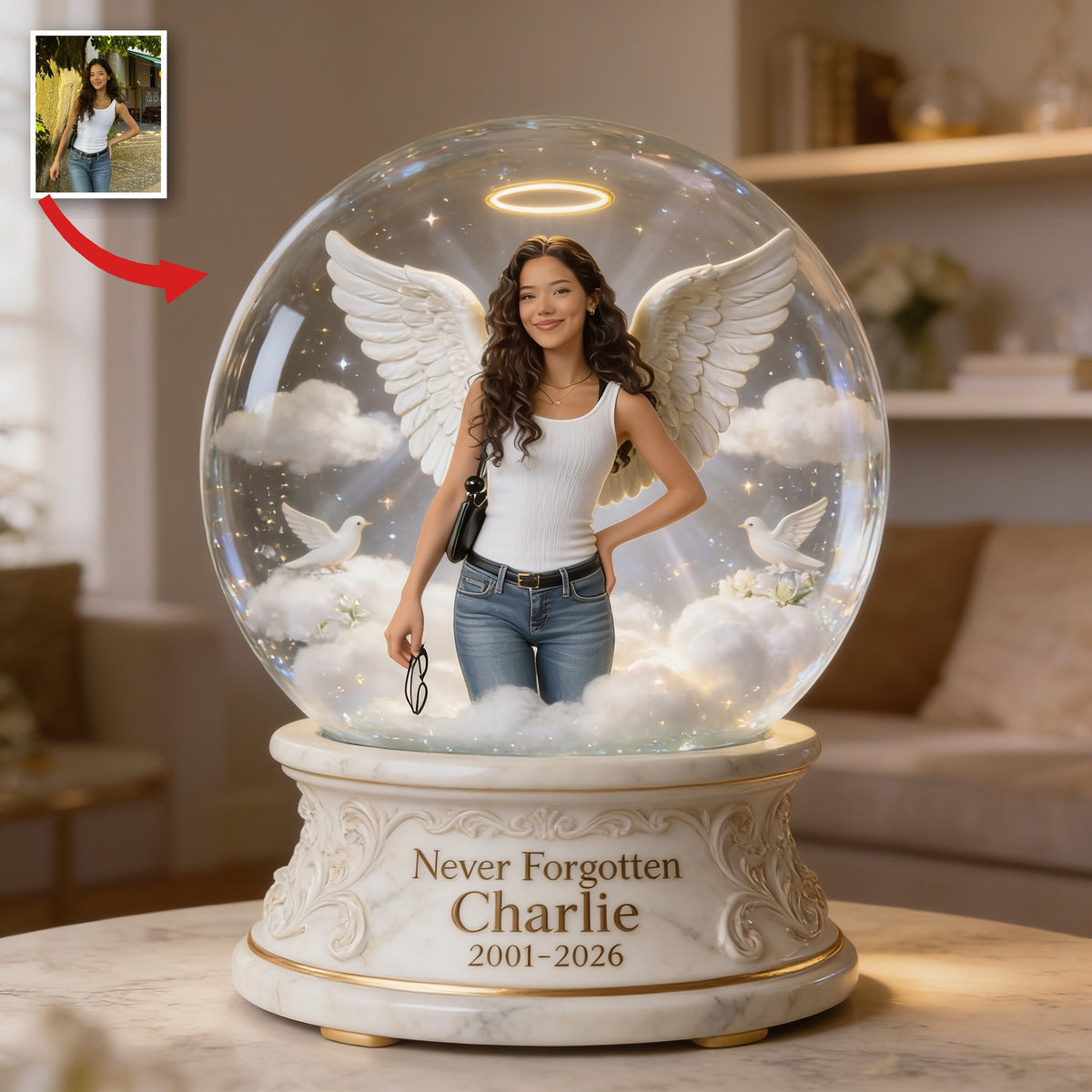 Personalisierte Gedenktafel Latina Frau in individueller Form