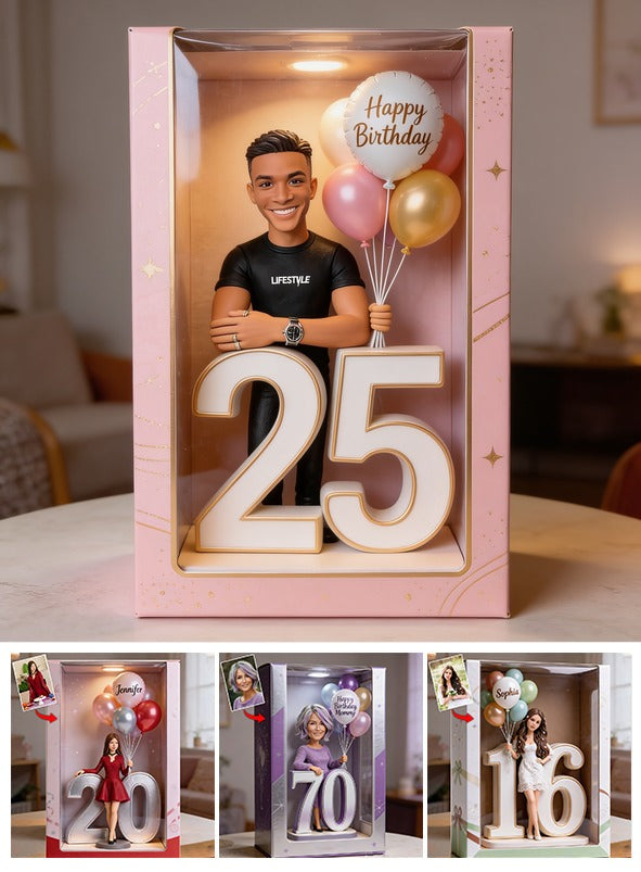 Personalisierte 25. Geburtstags-Acryl-Displaybox für schwarze Männer, Erinnerungsgeschenk für ihn