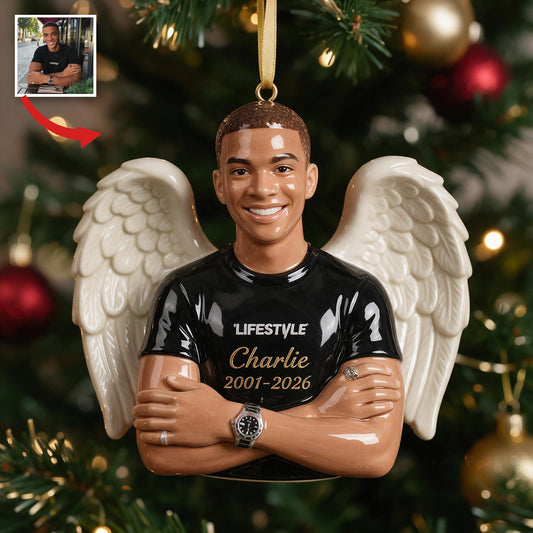 Personalisierter Weihnachts-Schwarzer Mann Gedenkengel 3D Ornament