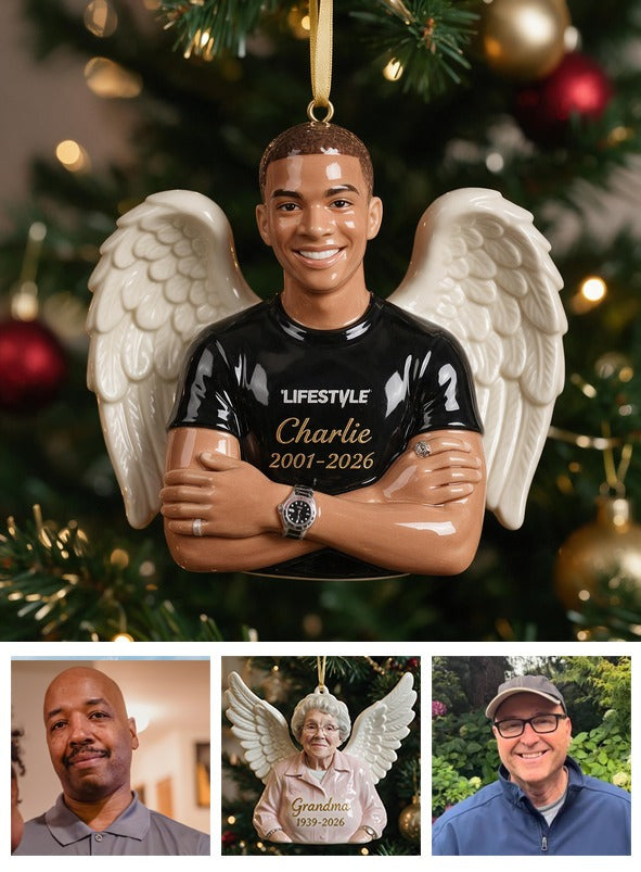 Personalisierter Weihnachts-Schwarzer Mann Gedenkengel 3D Ornament