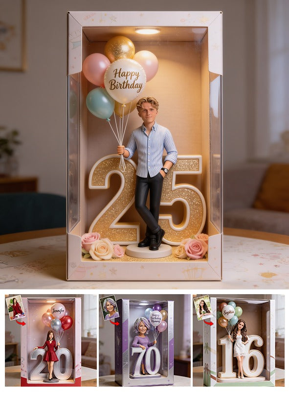Personalisierte 25. Geburtstags-Man-Acryl-Displaybox, Erinnerungsgeschenk für ihn