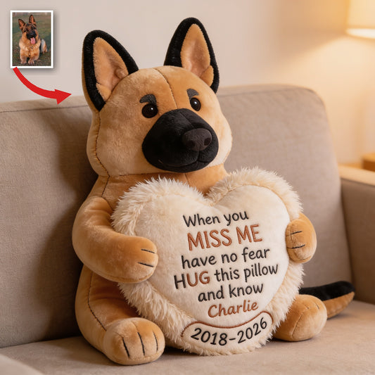 Personalisierte Erwachsene Schwarze und Braune Deutsche Schäferhund Gedenk-Faux-Fur Kissen