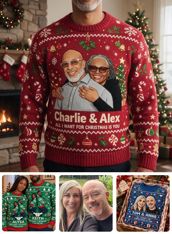 Personalisierter Weihnachts-Pullover zum 30. Jubiläum 1996 für ein schwarzes Paar