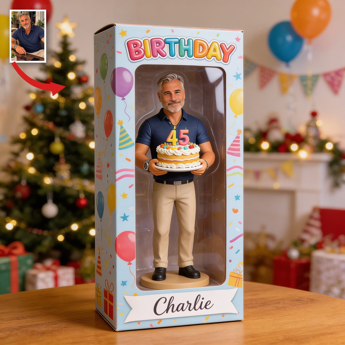 Personalized 45th Birthday Middle-Aged Man Acrylic Display Box Keepsake Gift