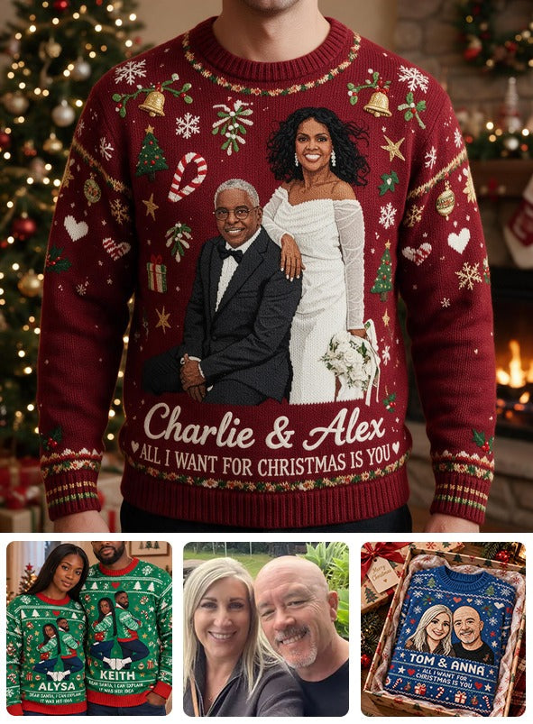 Personalisierter 20. Hochzeitstag 2006 Mittleres Schwarzes Paar Weihnachts Ugly Sweater