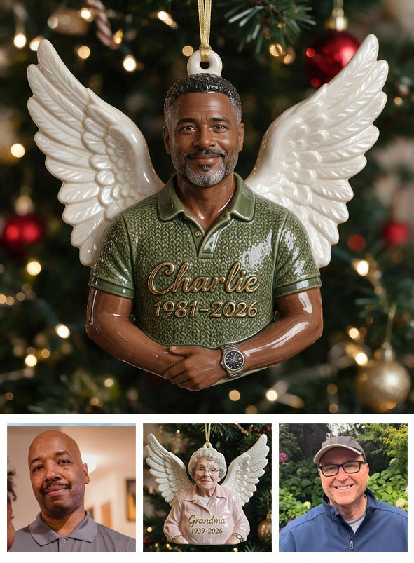 Ornement 3D Mémorial Personnalisé pour Noël - Homme Noir d'Âge Moyen