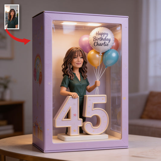 Personalized 45th Birthday Middle-Aged Latina Woman Acrylic Display Box Keepsake