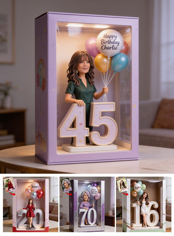 Personalisierte 45. Geburtstags-Acryl-Displaybox für mittelalte Latina