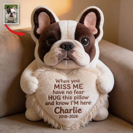Personalisierte Gedenk Kissen für Französische Bulldogge in Schwarz und Weiß