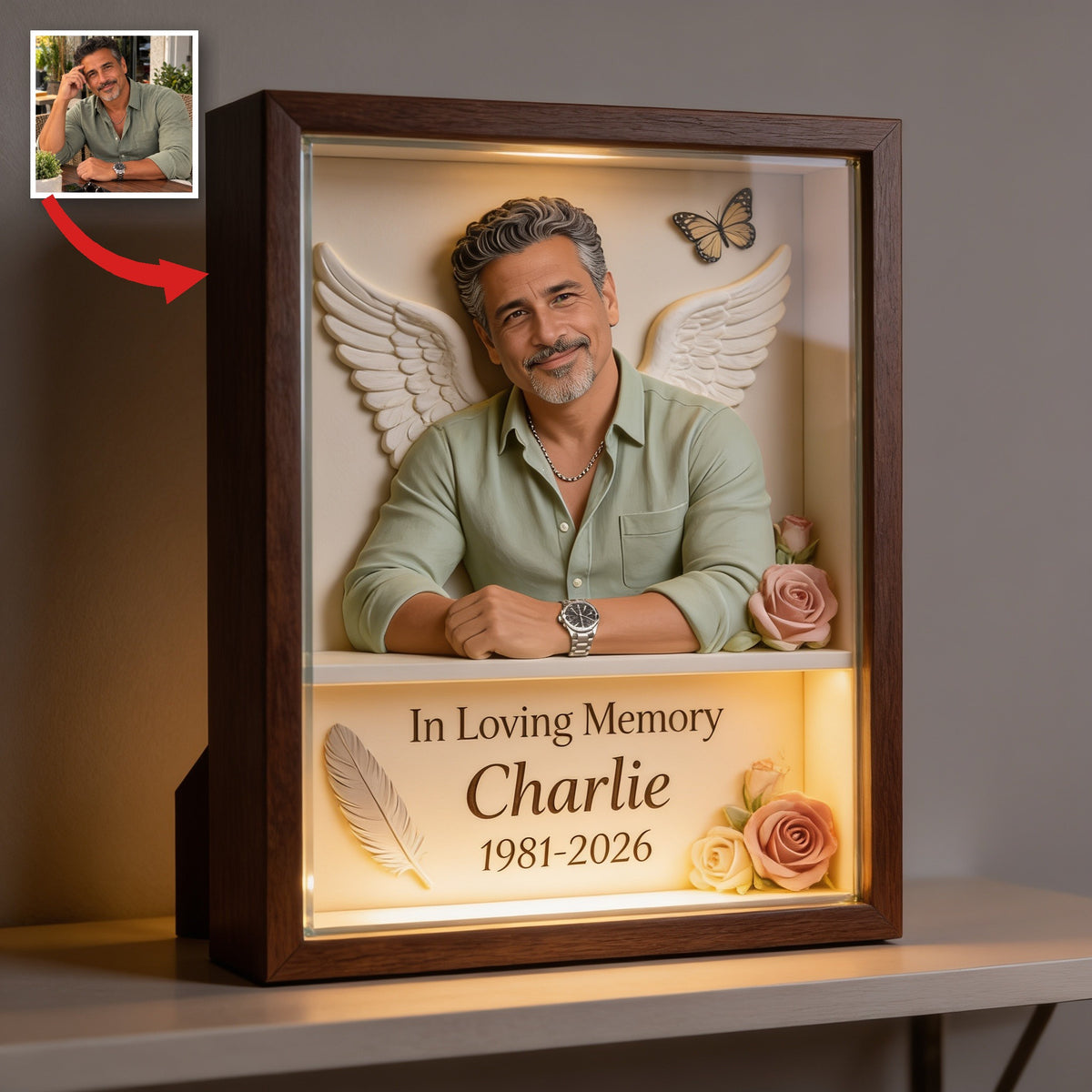 Personalized In Loving Memory Middle-Aged Latino Man Custom Shaped Acrylic Plaque Memorial Gift