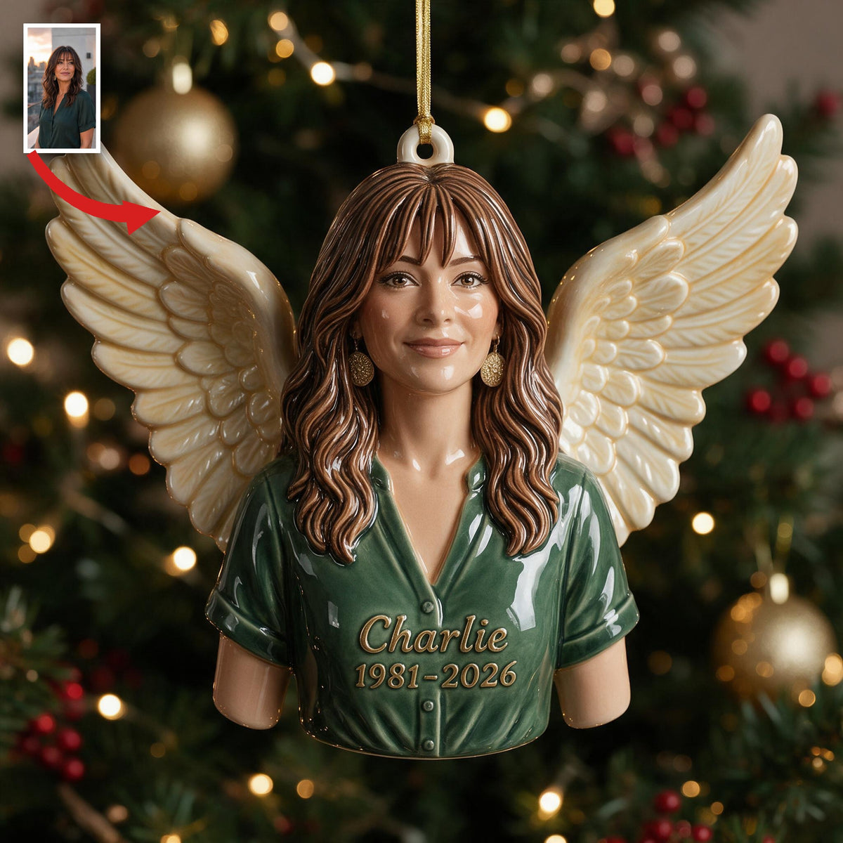 Personalisierte Weihnachts-Mittelalter Latina Frau Memorial 3D Ornament Andenken