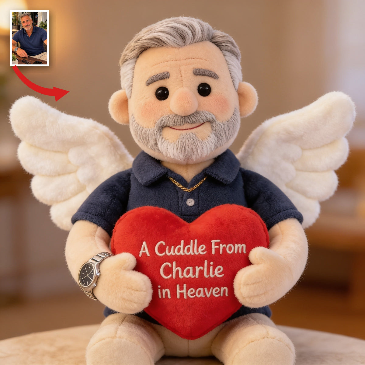 Personalized Middle-Aged Man Memorial Pillow Sympathy Gift for Loss of Dad Husband