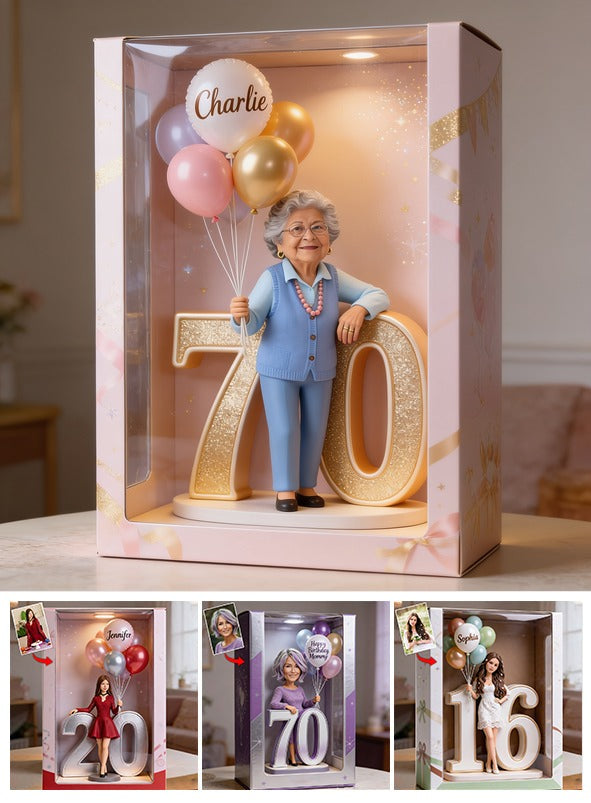 Personalized 70th Birthday Older Latina Woman Acrylic Display Box, Milestone Keepsake Gift